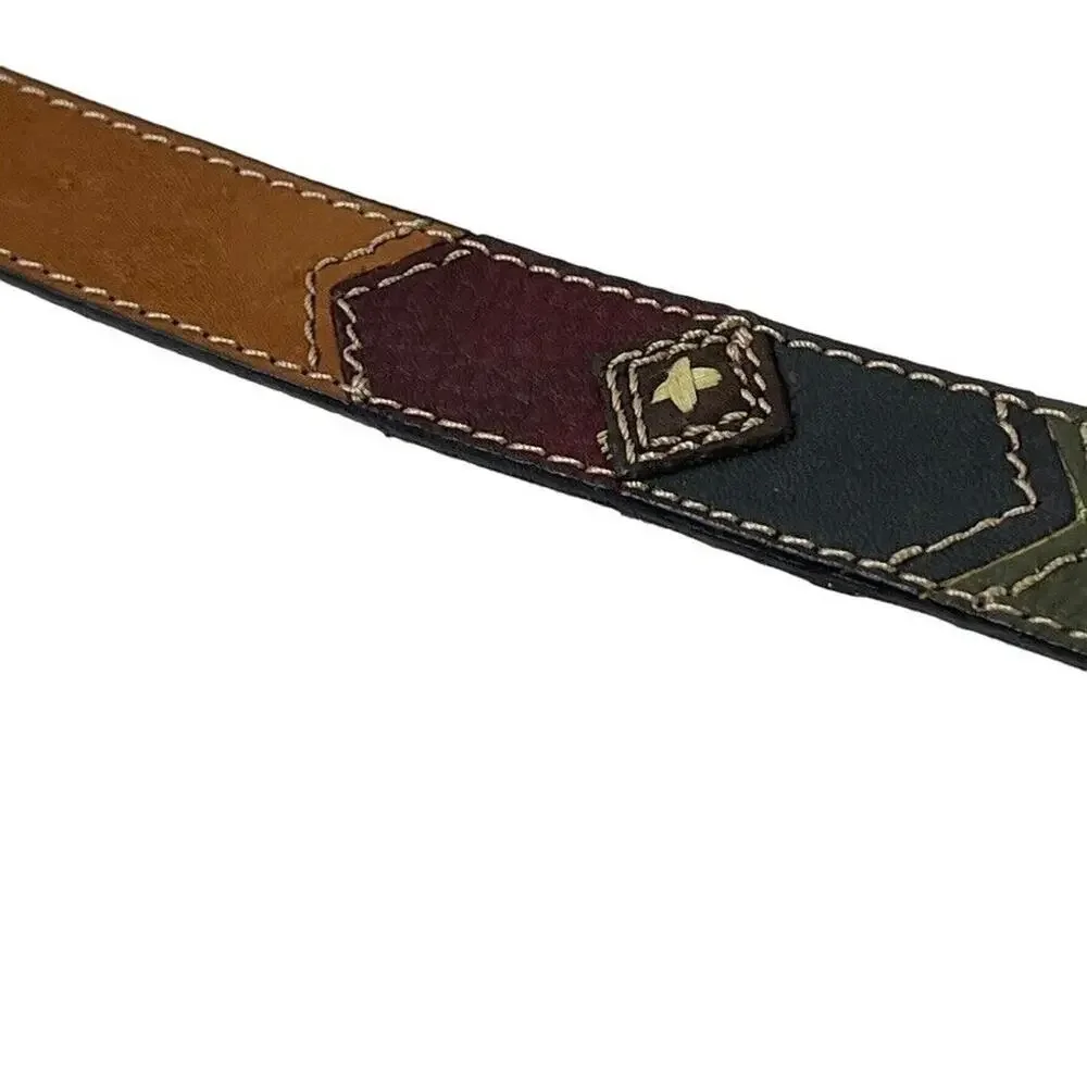 Rolfs Full Grain Leather Embroidered Red Green Navy Brown 1